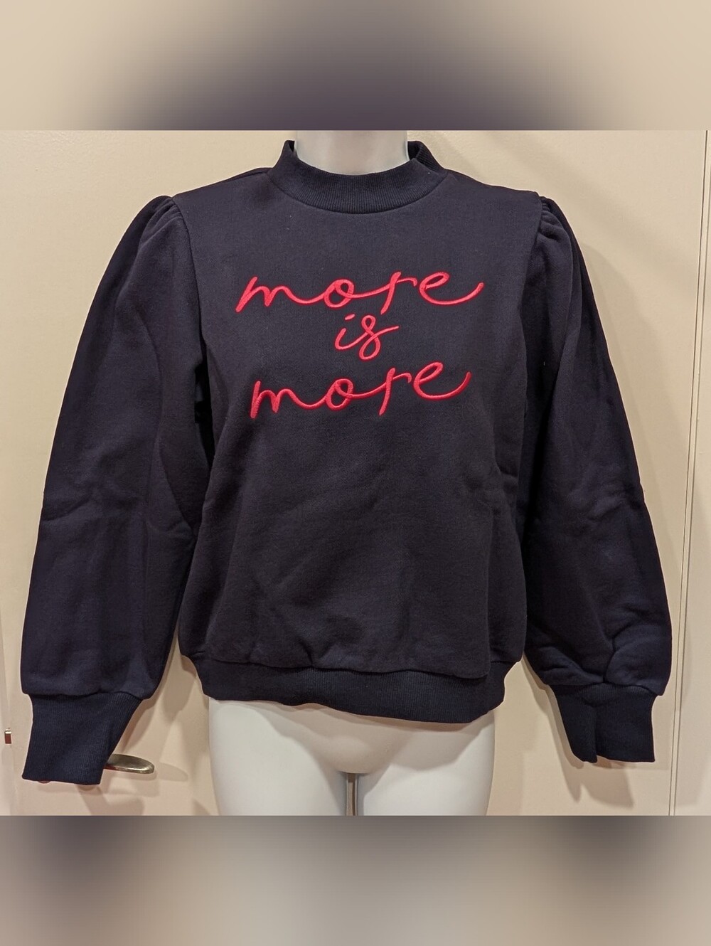 Labelrail X Navy Sweatshirt W/ Pink Embroidery "More is More" Women's 6 NWT